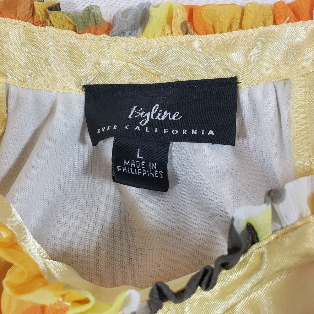 Byline Ever‎ California Halter Dress Floral Sheer Overlay Party Cocktail L - Picture 2 of 5